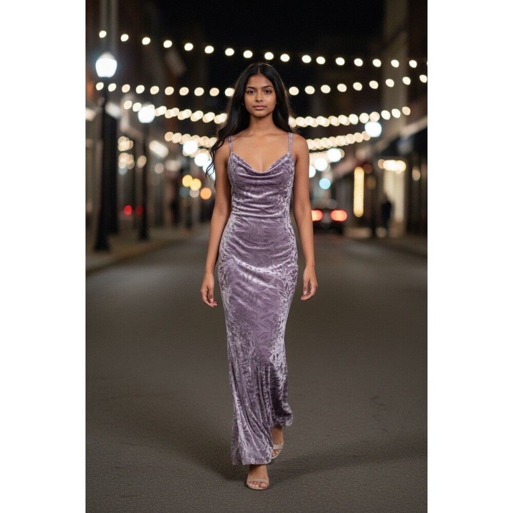 Y2k Fairy Womens Devore Velvet Burnout Floral Maxi Dress Size 4 Whimsigoth HOCO